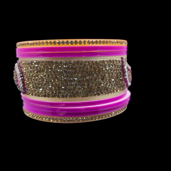 8 Piece Rhinestone Indian Bangle Set Coquette Y2K Festival Bridal Glam Stack - Picture 3 of 5